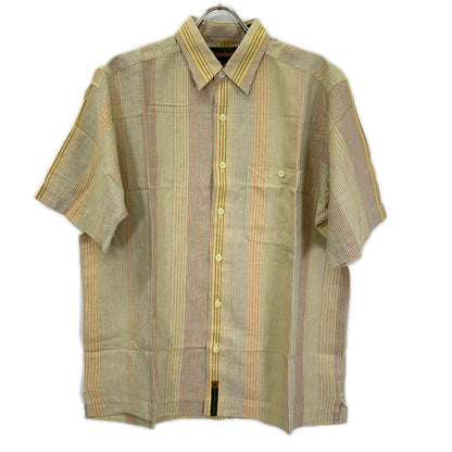 Timberland 43287 Yellow Striped Cotton Linen SS Shirt Size M