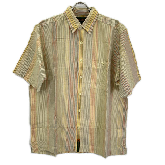 Timberland 43287 Yellow Striped Cotton Linen SS Shirt Size M