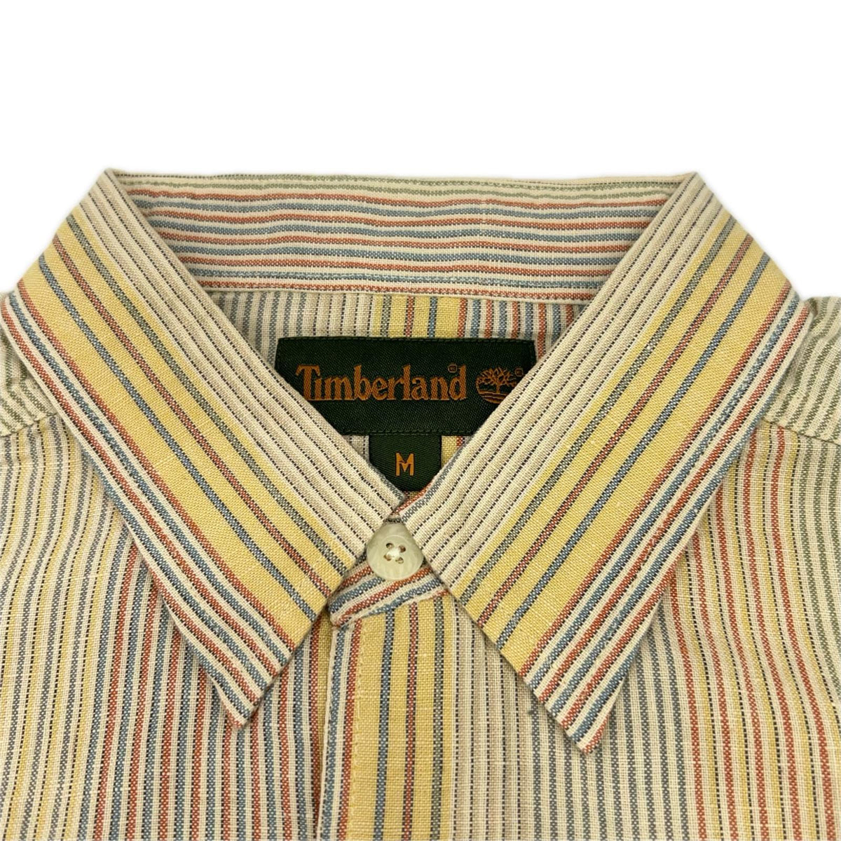 Timberland 43287 Yellow Striped Cotton Linen SS Shirt Size M