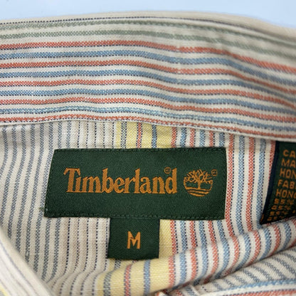 Timberland 43287 Yellow Striped Cotton Linen SS Shirt Size M