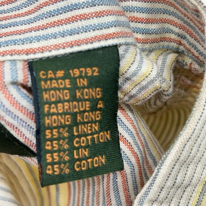 Timberland 43287 Yellow Striped Cotton Linen SS Shirt Size M