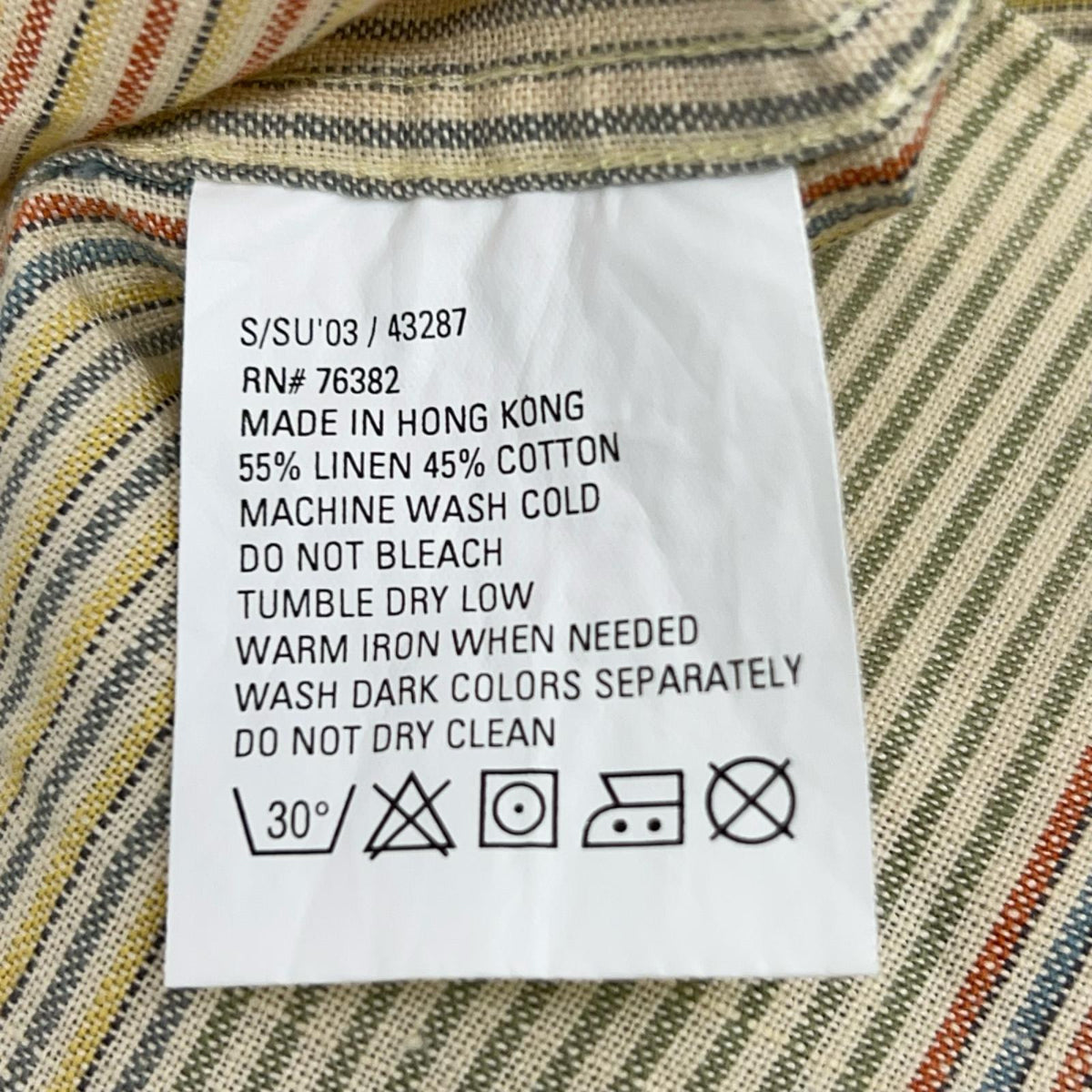 Timberland 43287 Yellow Striped Cotton Linen SS Shirt Size M