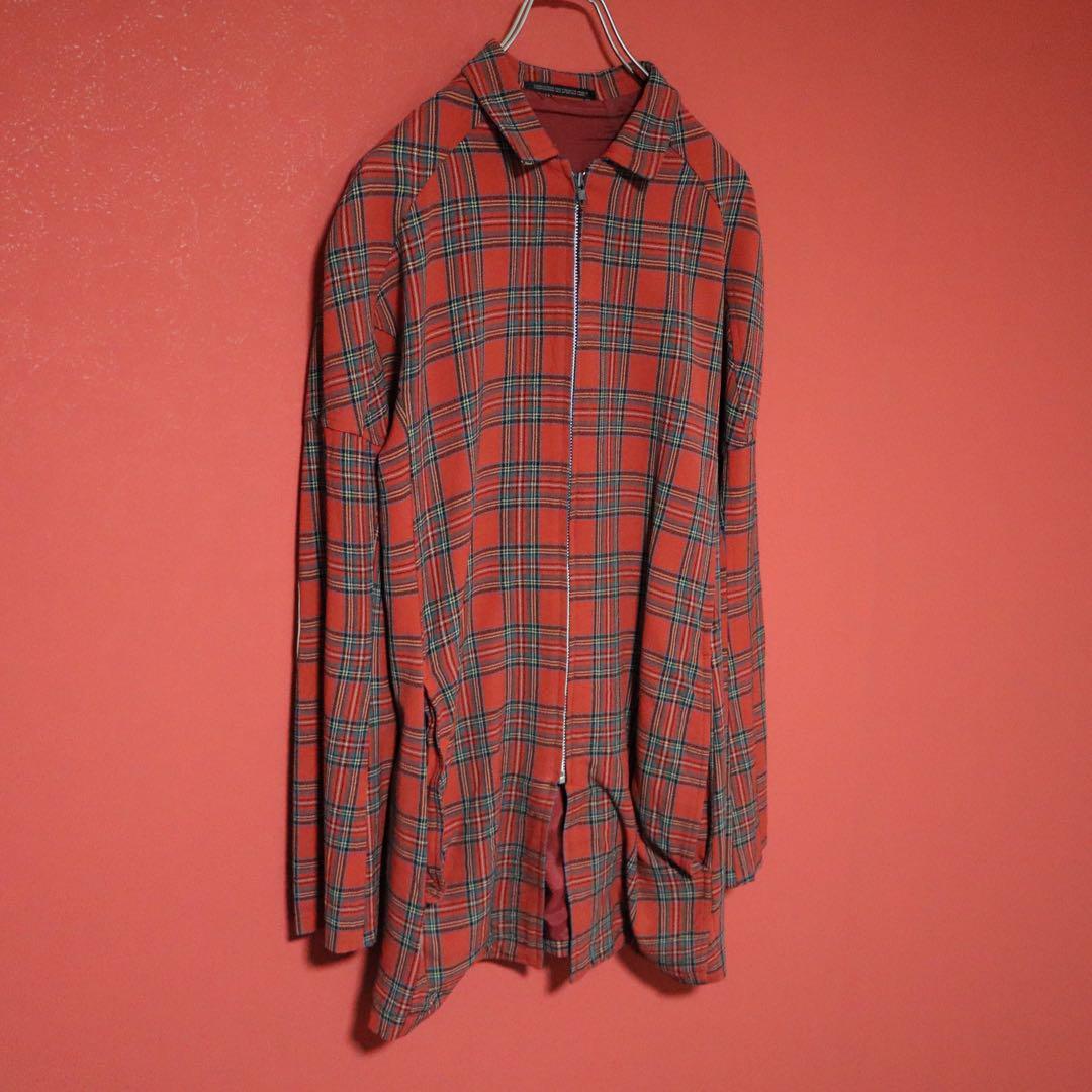 Yohji Yamamoto Red 90s Tartan Check Patch Coat Size FREE