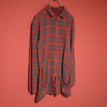 Yohji Yamamoto Red 90s Tartan Check Patch Coat Size FREE
