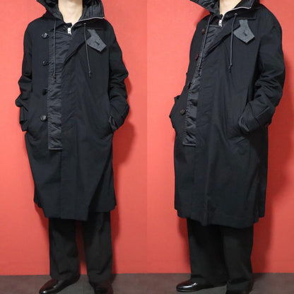 Sacai 21SS Hooded Mixed Button Panelled Oxford Coat Size 3