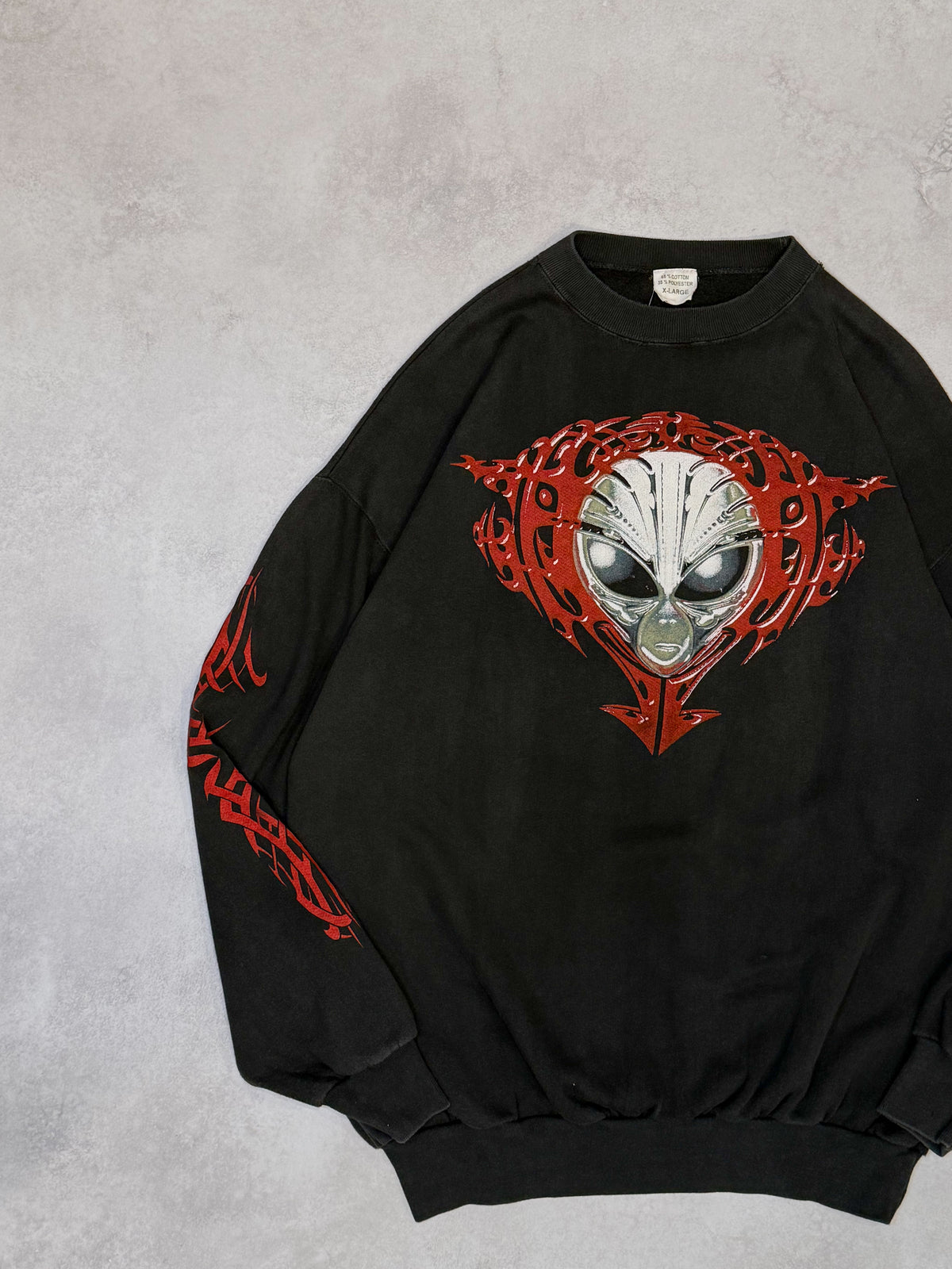 TRIBAL ALIENZ 90s-00s Alien Graphic Sweat Black Size XL