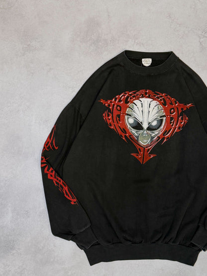 TRIBAL ALIENZ 90s-00s Alien Graphic Sweat Black Size XL