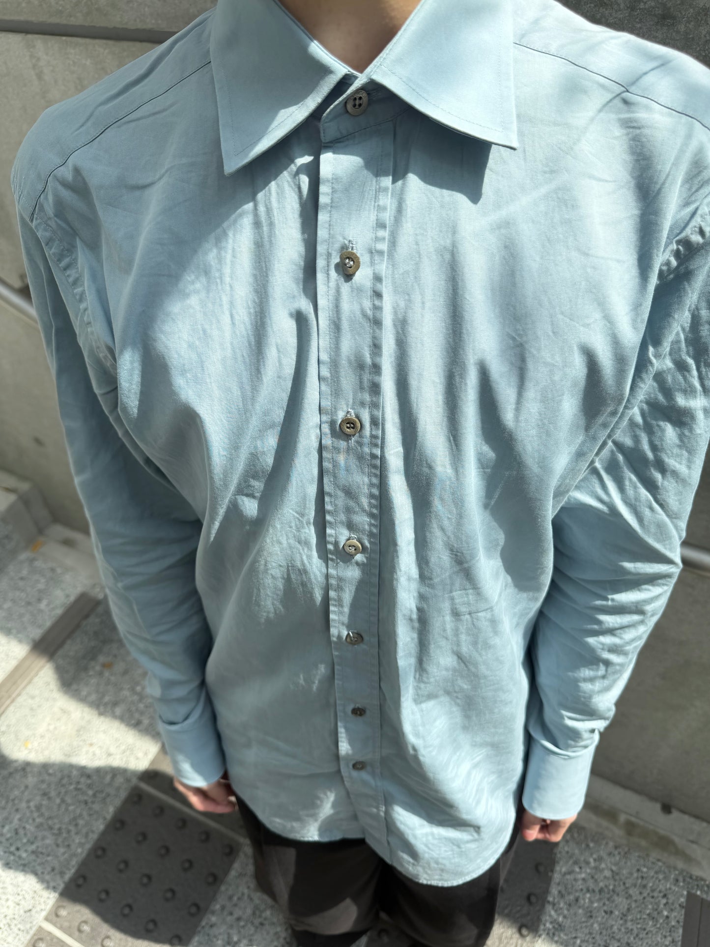 GUCCI 2000s Cotton Stand Collar Jacket Blue-Grey Size M