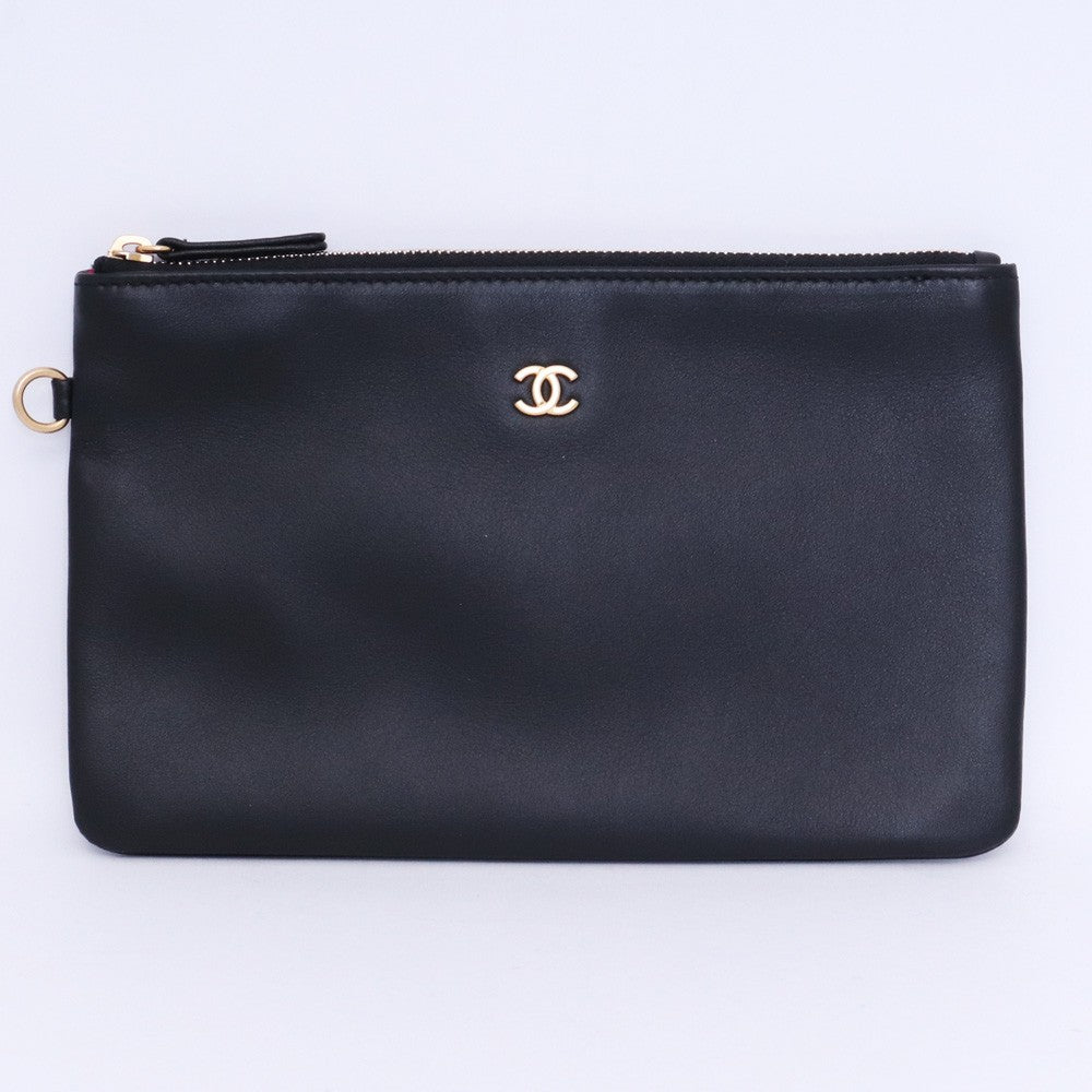 CHANEL Deauville Lambskin 2-Way Tote Bag Black Size F
