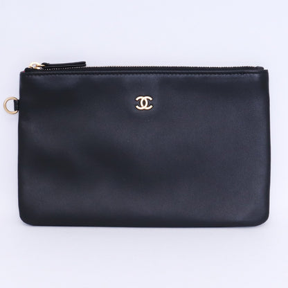 CHANEL Deauville Lambskin 2-Way Tote Bag Black Size F