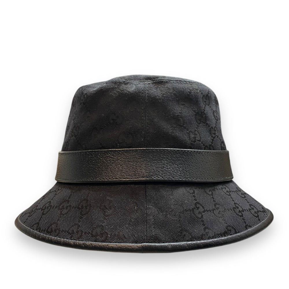 GUCCI Original GG Canvas Bucket Hat Black Size L