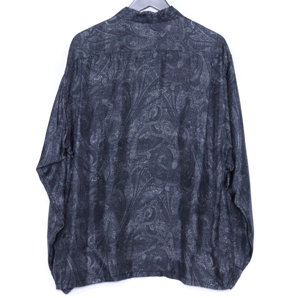 GOLD Paisley Pattern Silk Twill Open Shirt Black Size M