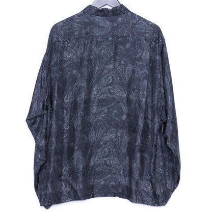 GOLD Paisley Pattern Silk Twill Open Shirt Black Size M