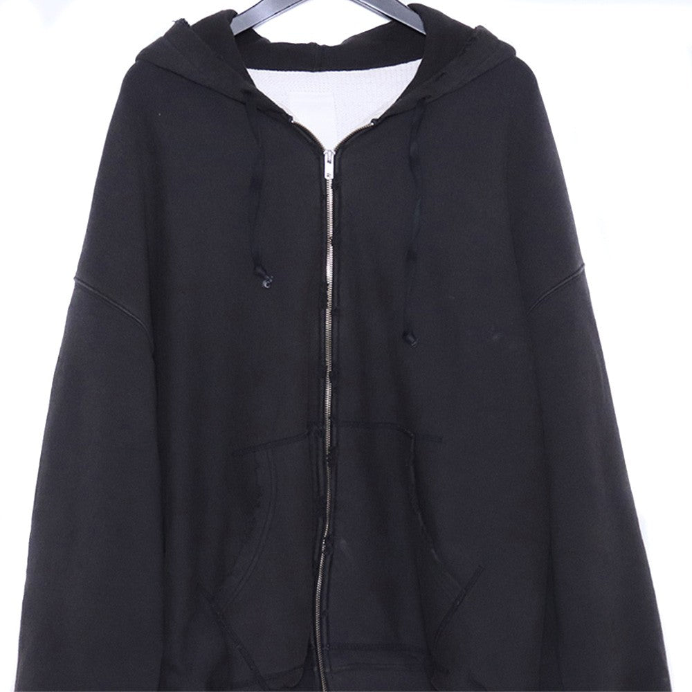 SUS-SOUS Damaged Thermal Lined Zip-Up Hoodie Gray Size 7