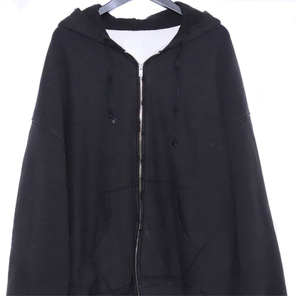 SUS-SOUS Damaged Thermal Lined Zip-Up Hoodie Gray Size 7