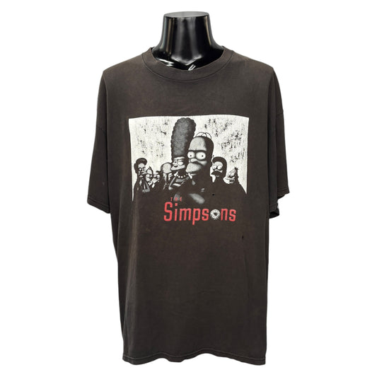 THE SIMPSONS 00s Monochrome Graphic T-Shirt Size XL