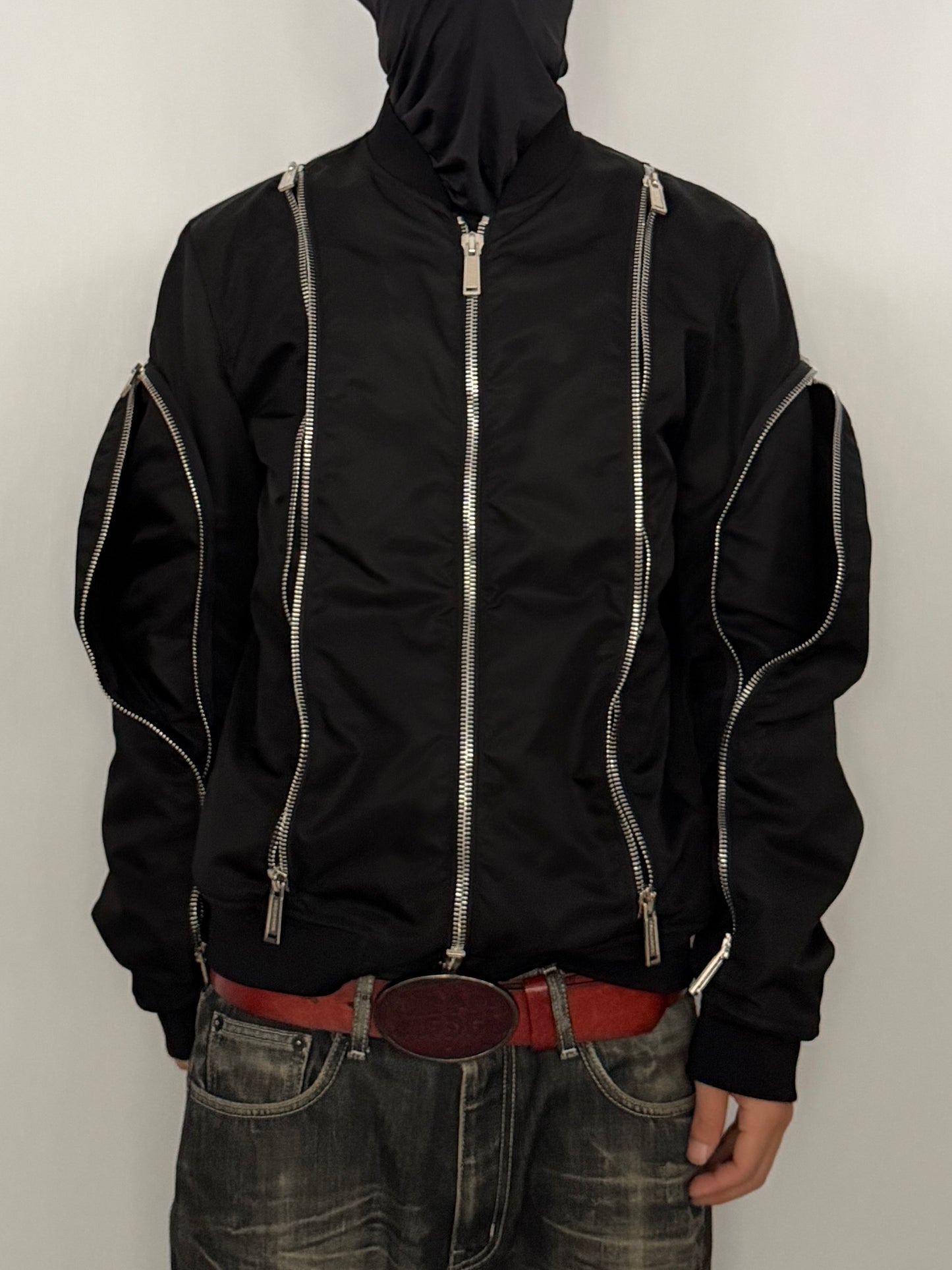 Dsquared2 Black Nylon Gimmick Zip Jacket Size 50