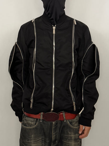Dsquared2 Black Nylon Gimmick Zip Jacket Size 50