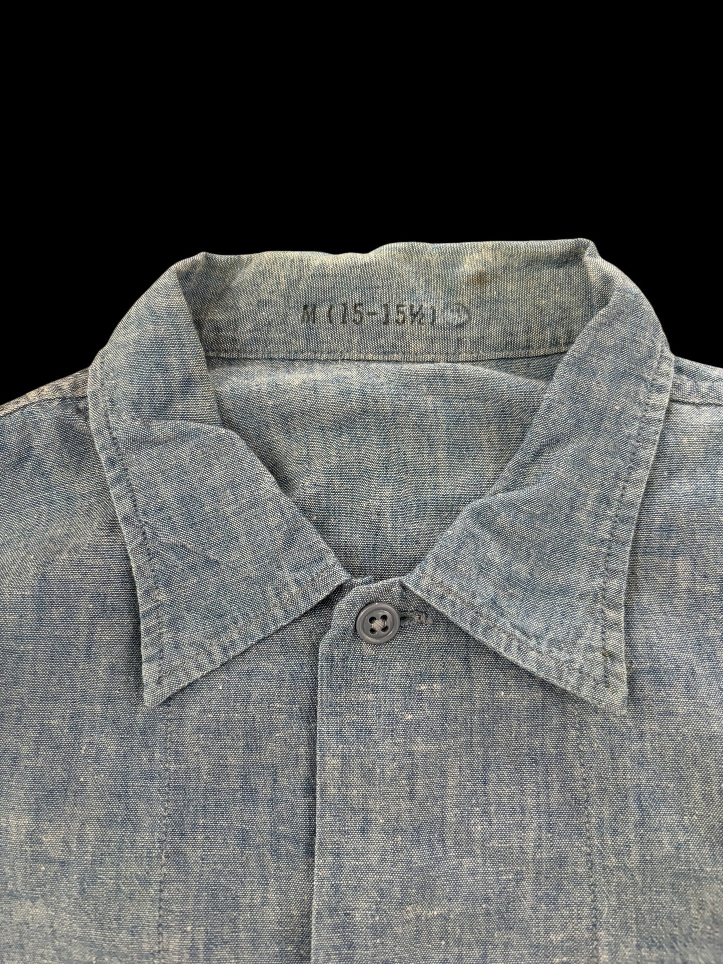 U.S.NAVY 1970s Selvedge Chambray Shirt Size L