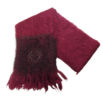 LOEWE Bordeaux Anagram Mohair Fringe Muffler