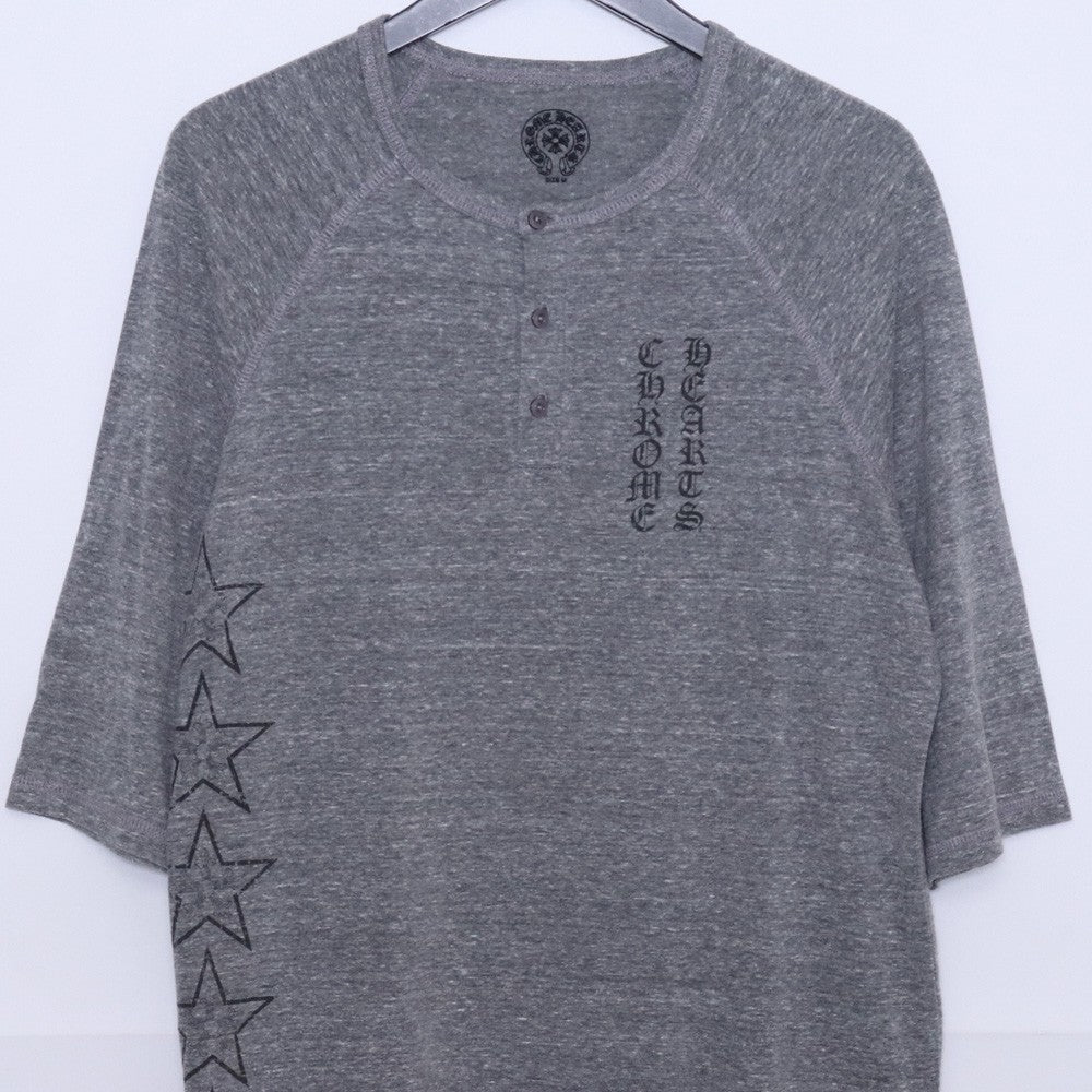 CHROME HEARTS OLD Star Print Henry Neck T-Shirt Gray Size M