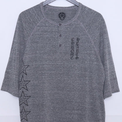 CHROME HEARTS OLD Star Print Henry Neck T-Shirt Gray Size M