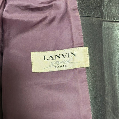 LANVIN Purple Leather Knit Blouson Size 48