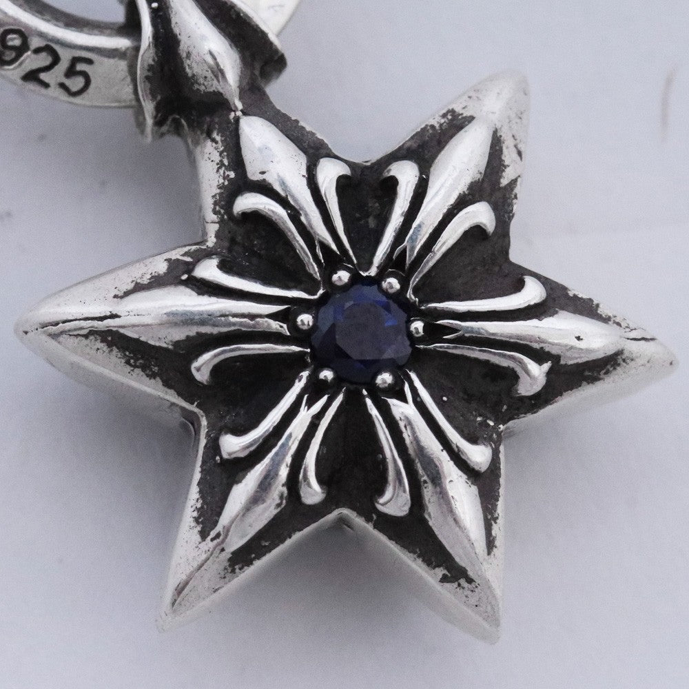 CHROME HEARTS Star Charm SAP Sapphire Necklace Silver Size F