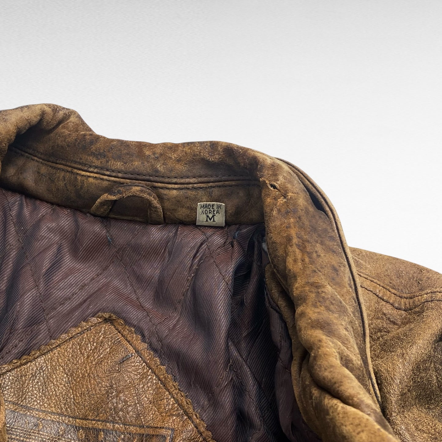 ROUNDTREE 90s Leather Jacket Brown Size M