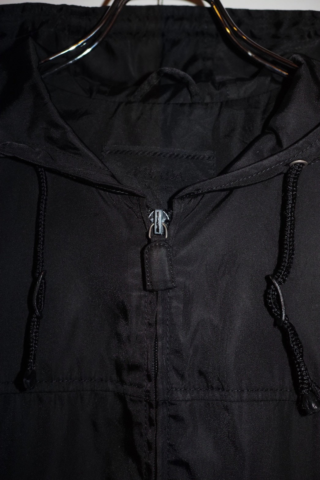 Vintage 90s PRADA Uomo HOODED NYLON HALF COAT Size S