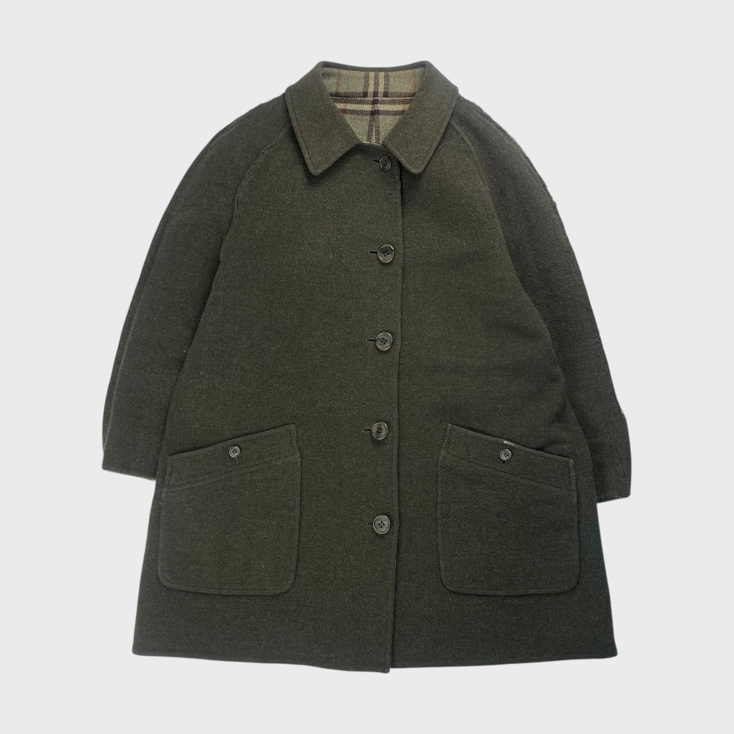 Burberrys' 90s Reversible Wool Short Coat Nova Check Size M