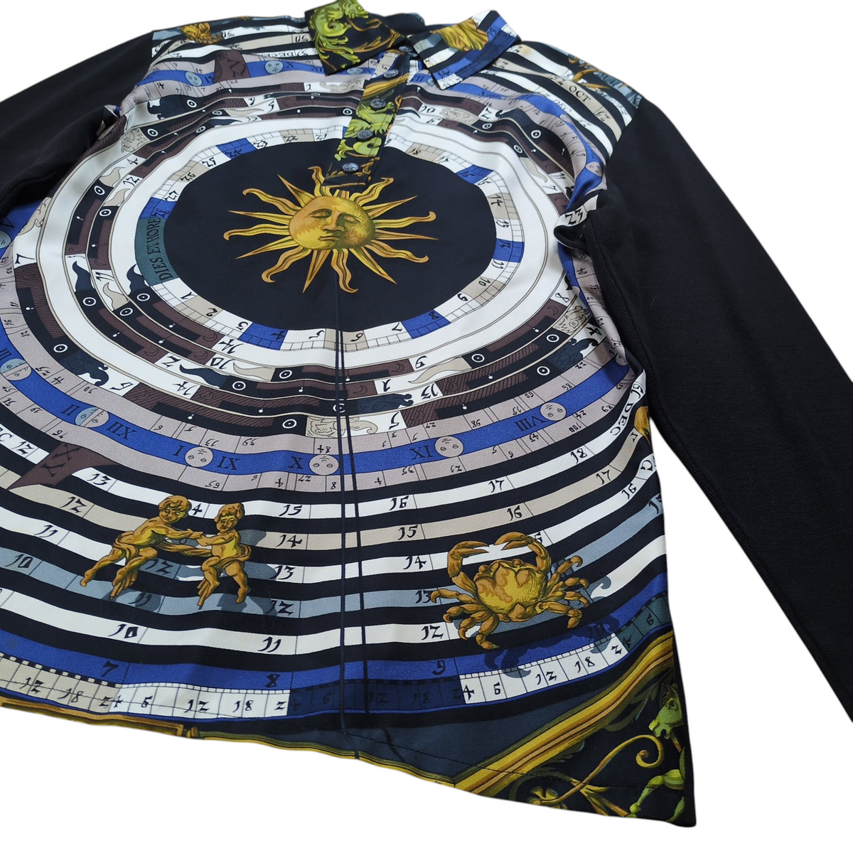 HERMES Margiela DIES ET HORE Silk Polo Shirt Black Size M