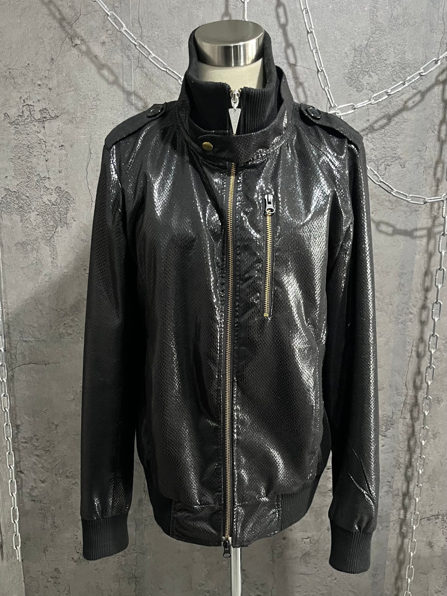 Joyrich Python Faux Leather Jacket Black Size M