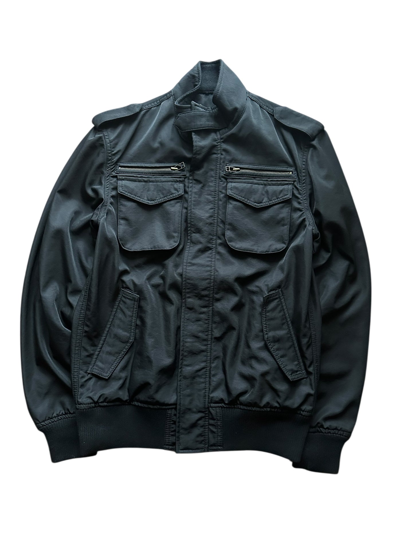 Vintage Black Military Belted Bomber Jacket Size S