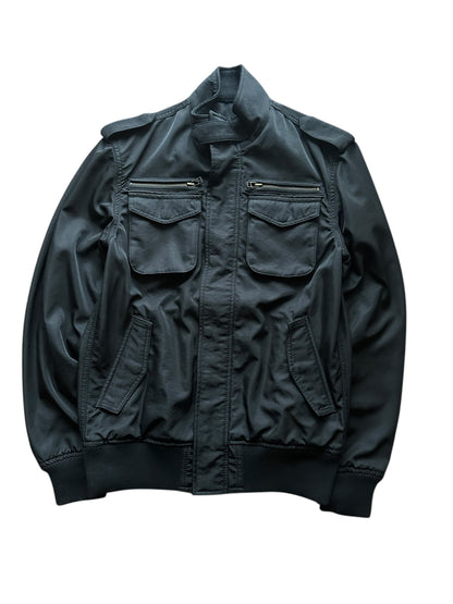 Vintage Black Military Belted Bomber Jacket Size S