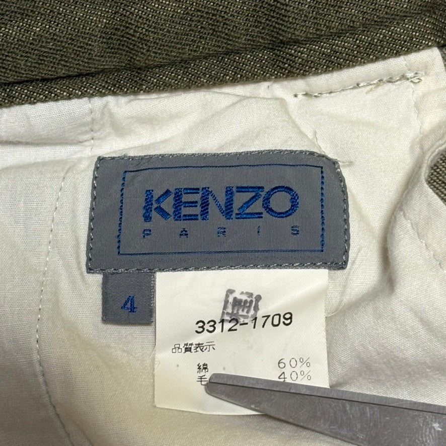 KENZO 90s Khaki Cotton Wool Two-Pleat Slacks Size 4