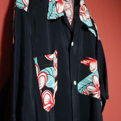 SUN SURF 00s Artvogue Hula Girl Open Collar Shirt Size L