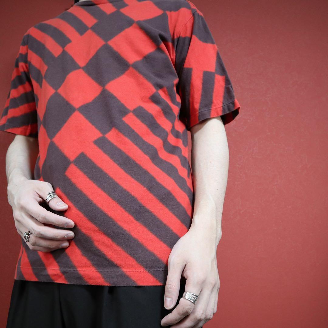 Issey Miyake Bleached Tie-dye Stripe Check T-Shirt Size 2