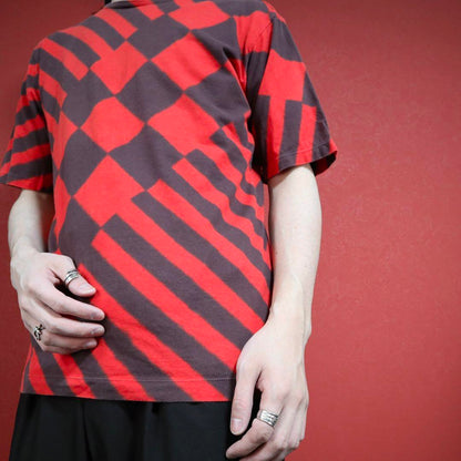 Issey Miyake Bleached Tie-dye Stripe Check T-Shirt Size 2