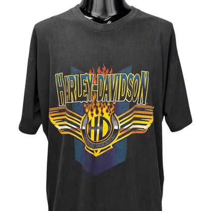 HARLEY DAVIDSON 90s Flames Graphic Red T-Shirt Size XL