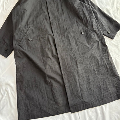 WINDCOAT 90s-00s Black Cotton/Nylon Overcoat Size L