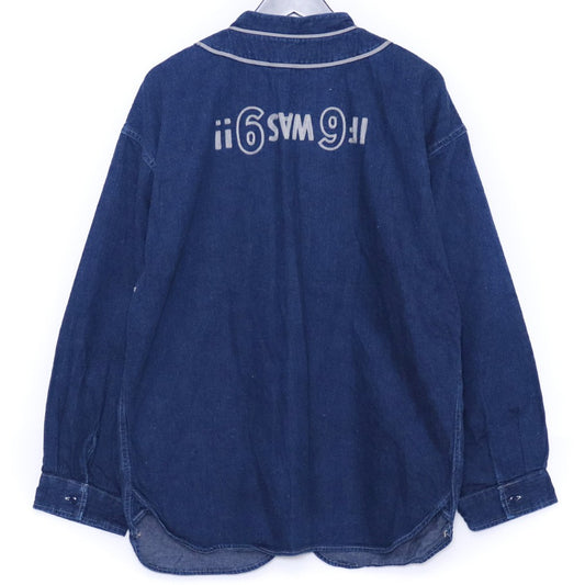 TENDERLOIN Baseball Long Sleeve Shirt Indigo Size S