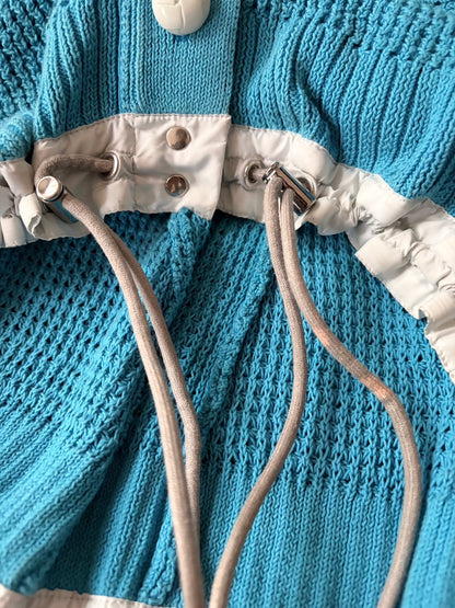 sacai luck SS14 Waffle Cardigan Drawstring Hem Blue Size 2