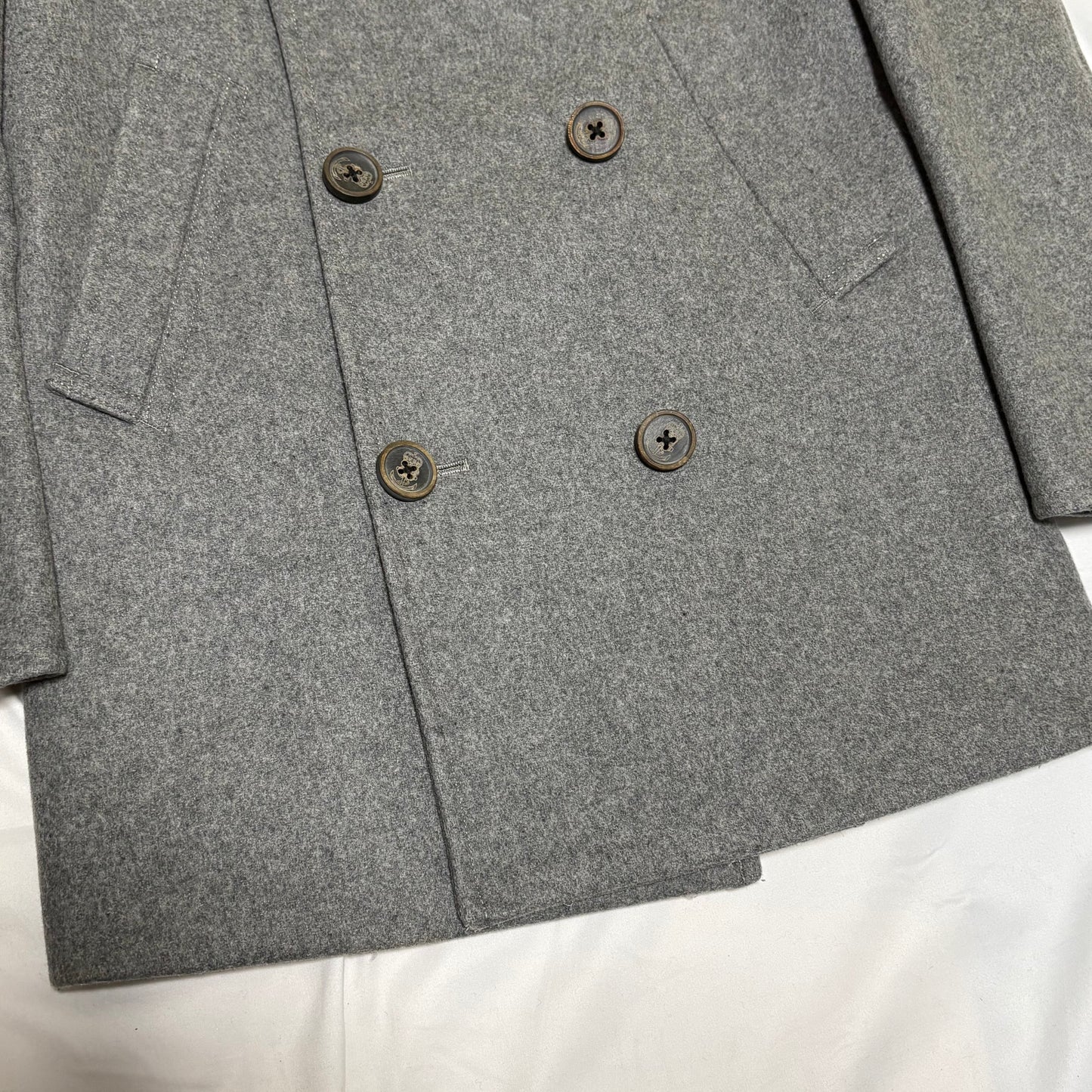 FACTOTUM Gray Wool Melton Pea Coat Size 44