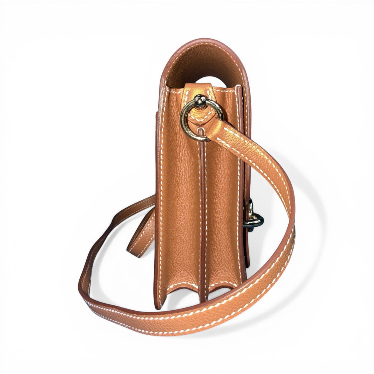HERMÈS "Roulis Mini" Gold Evercolor Bag Gold