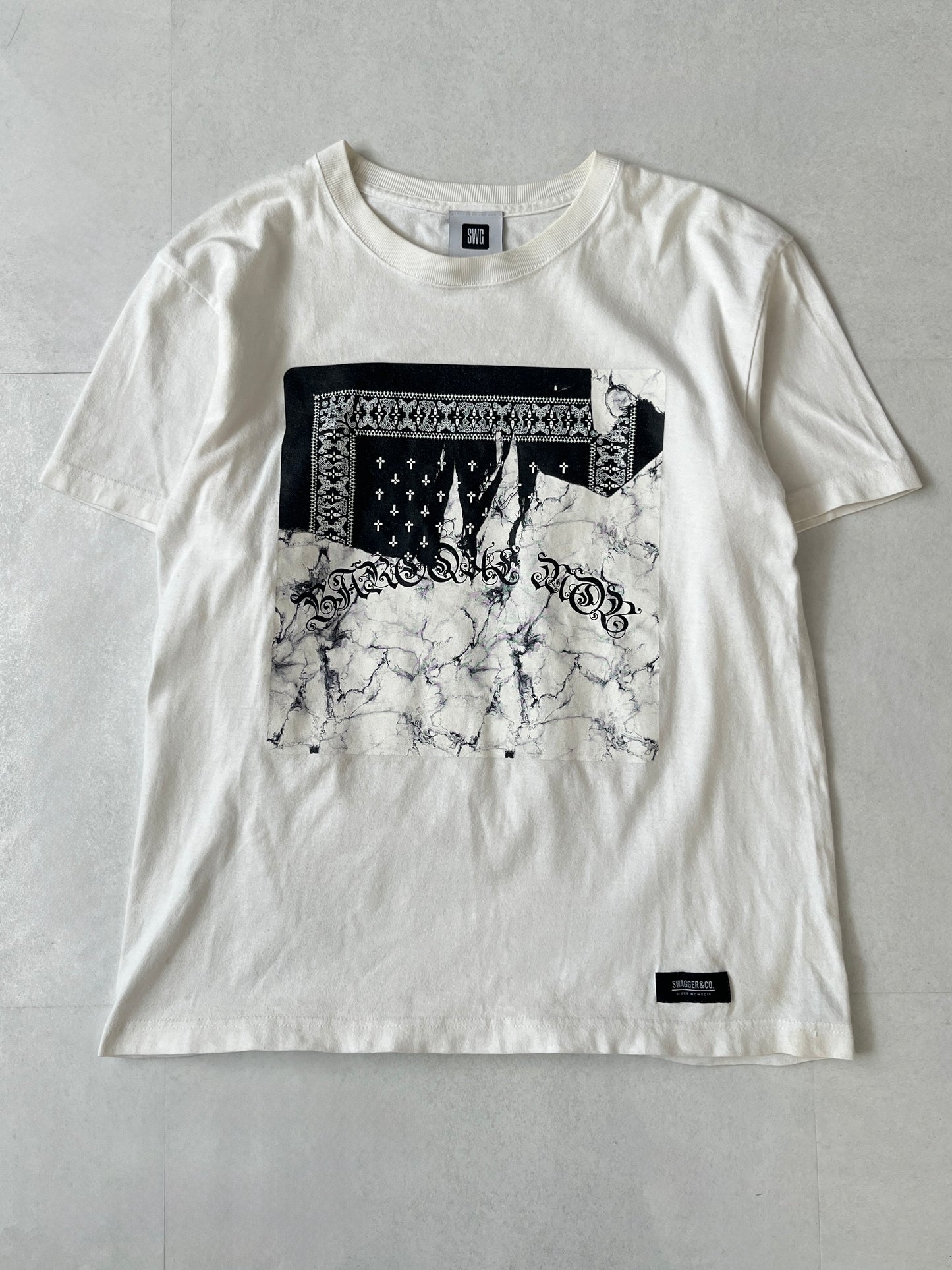 Swagger White Print T-Shirt Size M