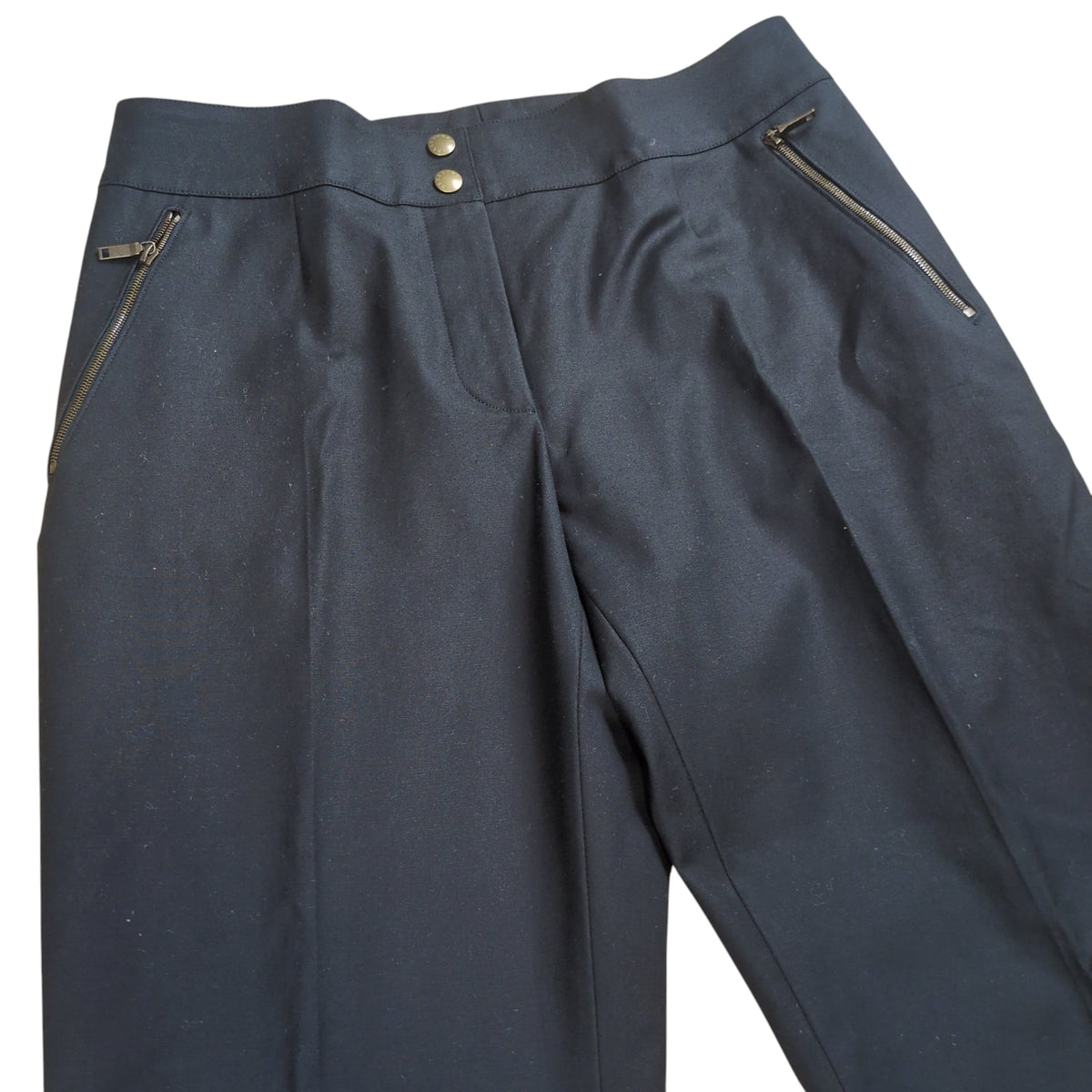 Celine Side Zip Center Press Cotton Trousers Black Size 40