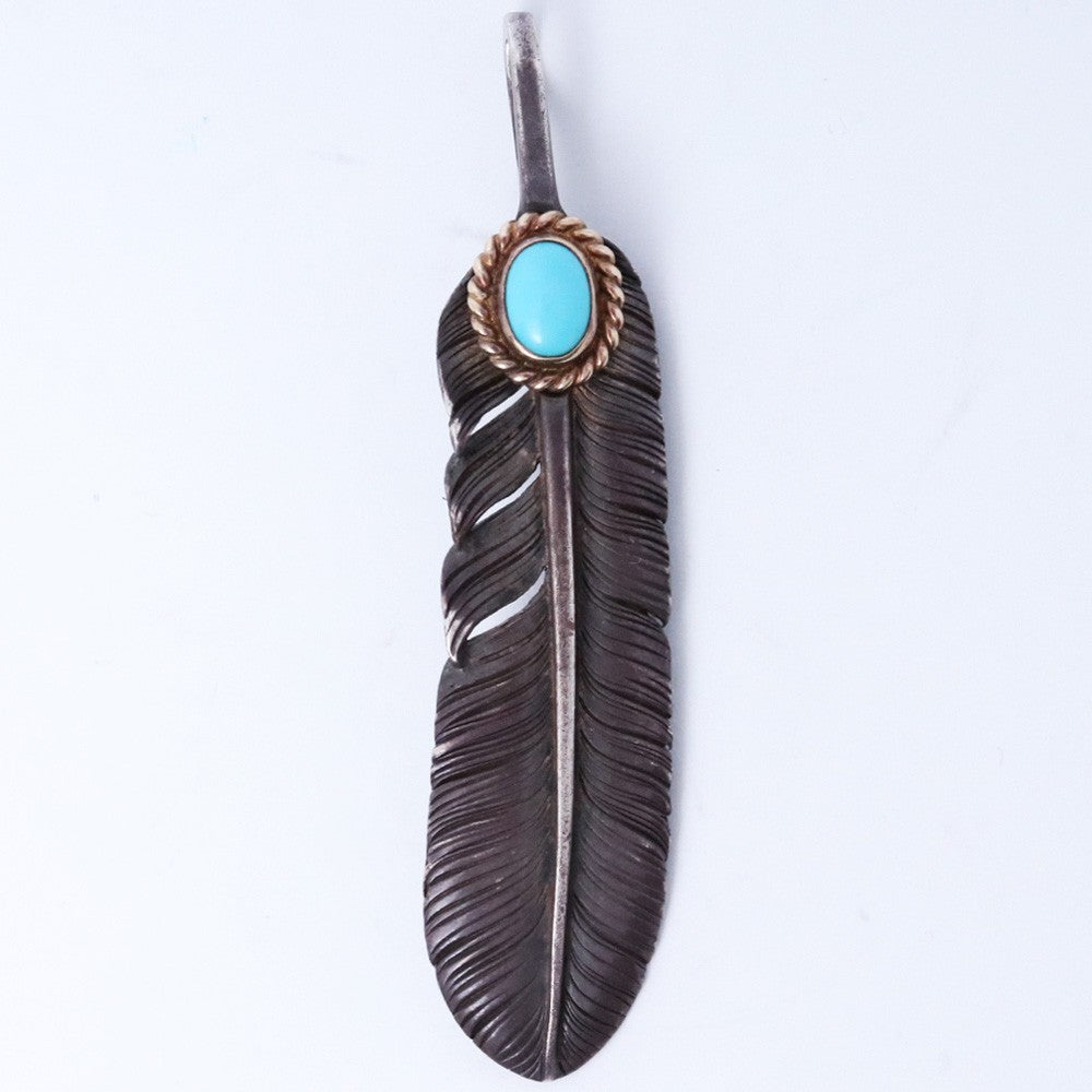 TARO WASHIMI Gold Rope Turquoise Pendant Silver Size L