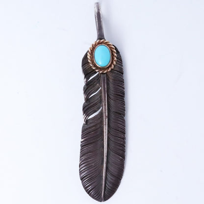 TARO WASHIMI Gold Rope Turquoise Pendant Silver Size L