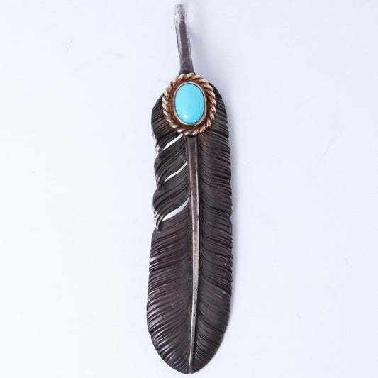 TARO WASHIMI Gold Rope Turquoise Pendant Silver Size L